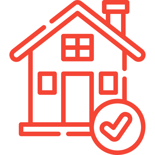 Home walkthrough icon representing final inspection and project completion