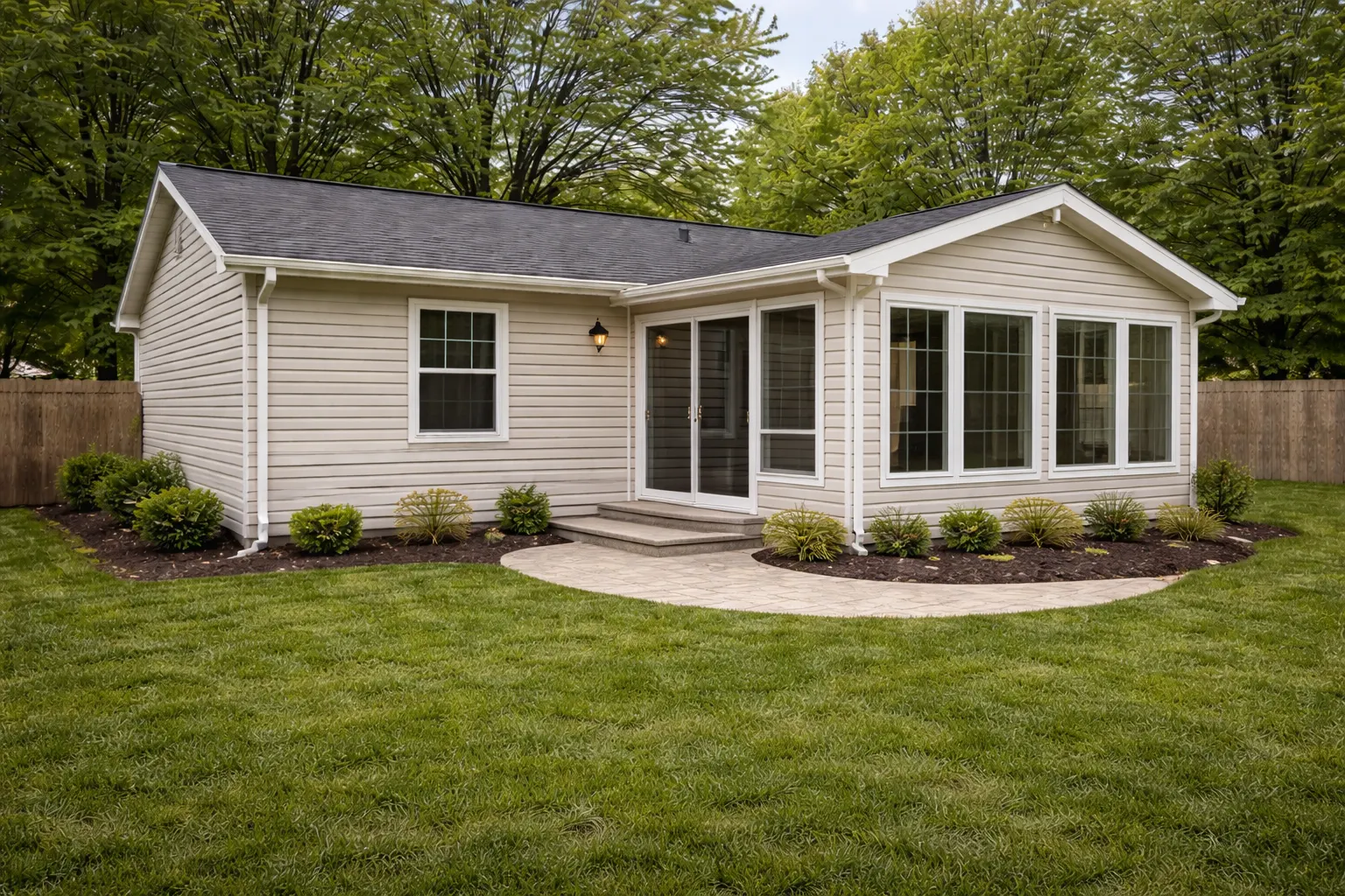 Home addition with sunroom and expanded rear living space