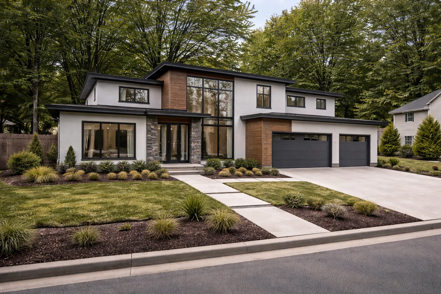 Modern two-story custom home built on previously empty lot
